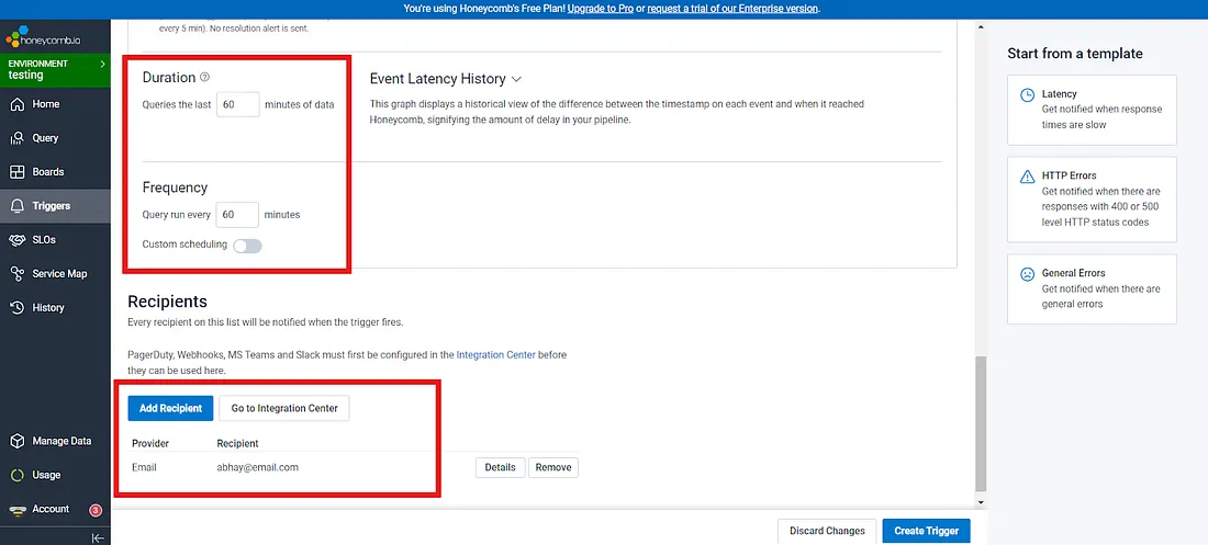 Configuring alert conditions and thresholds